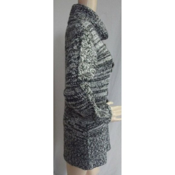 H & M Size Large Black White Melange Cowl Neck Tunic Sweater faux fur l - Picture 3 of 7